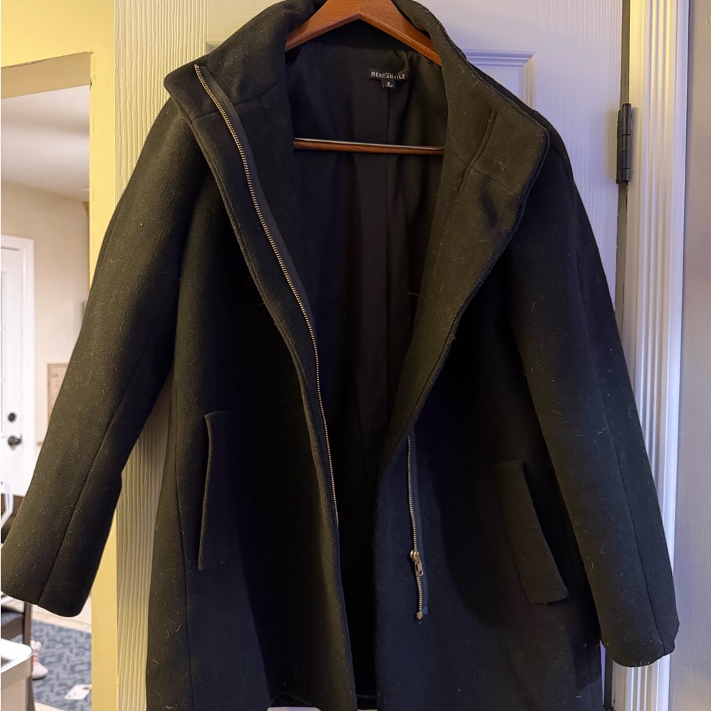 J. Crew Mercantile Black Trench Coat with Zipper